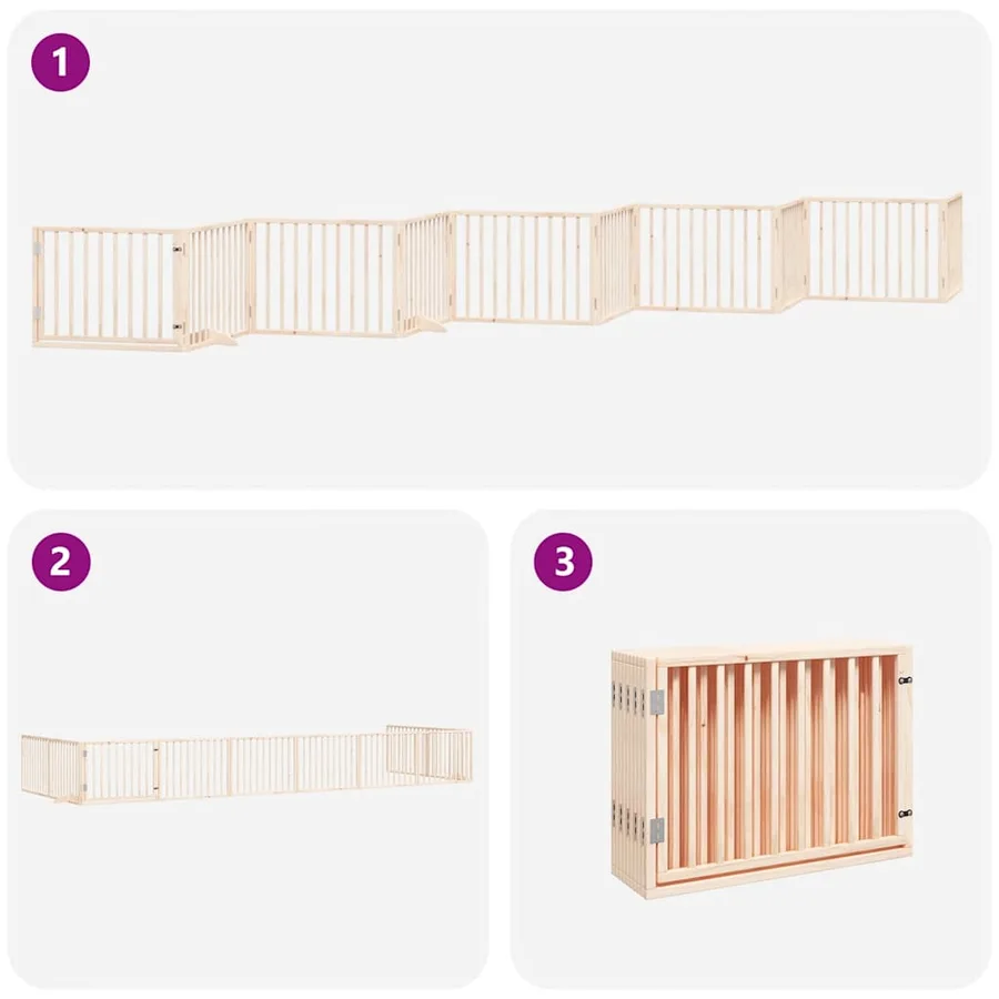 Barrière pour chien porte pliable 10 panneaux bois de peuplier - 6