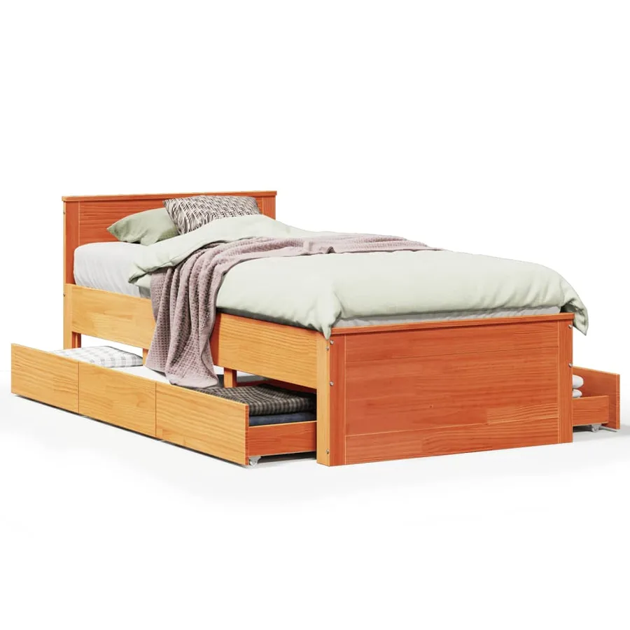 Cadre de lit sans matelas avec tête de lit 90x200 cm bois pin - 2