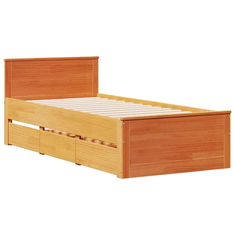 Cadre de lit sans matelas avec tête de lit 90x200 cm bois pin - 3