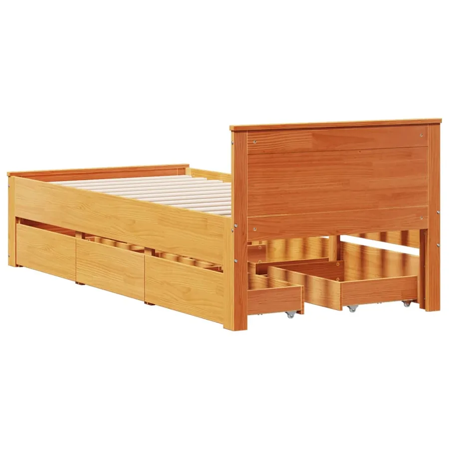 Cadre de lit sans matelas avec tête de lit 90x200 cm bois pin - 6