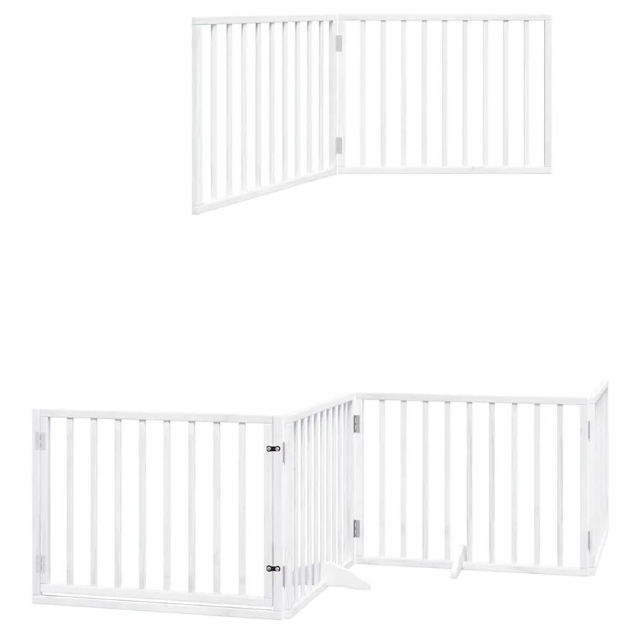 Barrière pour chien porte pliable 8panneaux blanc bois peuplier - 12
