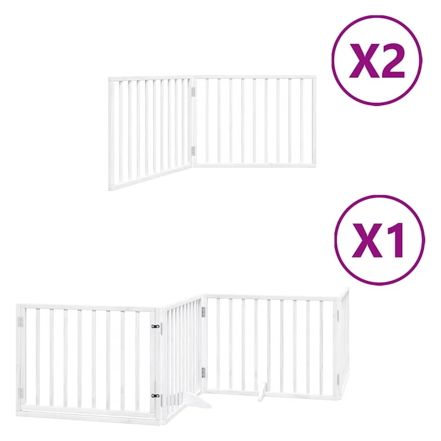 Barrière pour chien porte pliable 8panneaux blanc bois peuplier - 2
