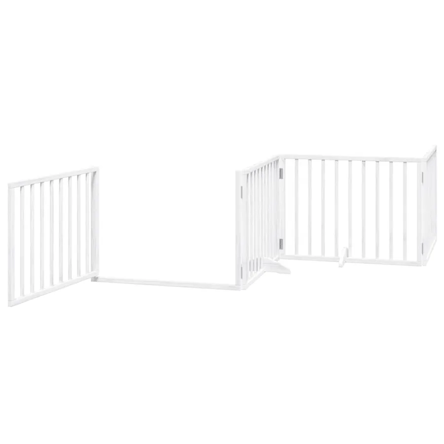 Barrière pour chien porte pliable 8panneaux blanc bois peuplier - 4