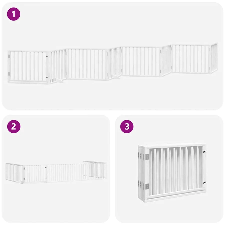 Barrière pour chien porte pliable 8panneaux blanc bois peuplier - 5