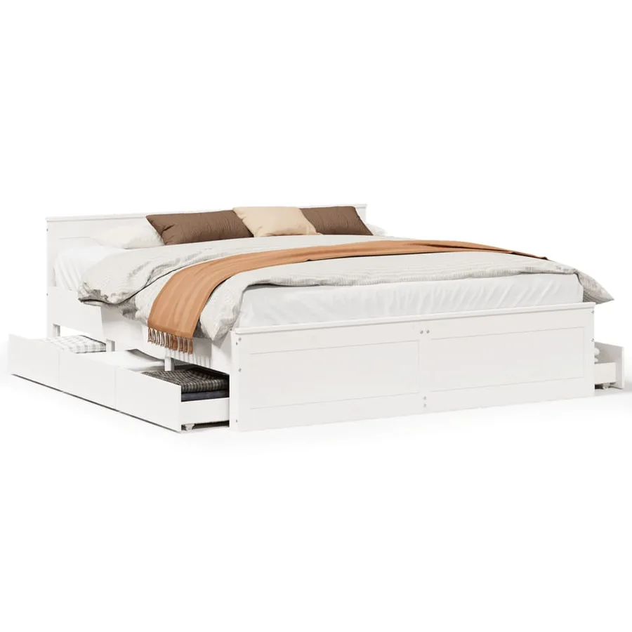 Cadre de lit sans matelas avec tête de lit 180x200 cm bois pin - 2
