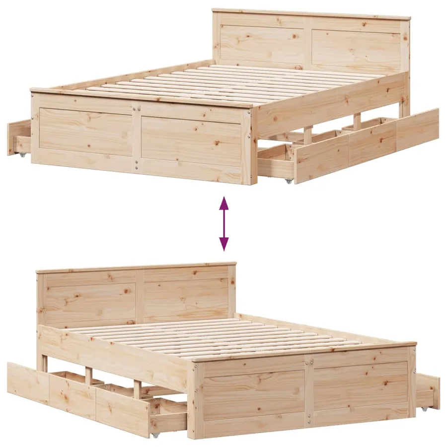 Cadre de lit sans matelas avec tête de lit blanc 150x200 cm pin - 10