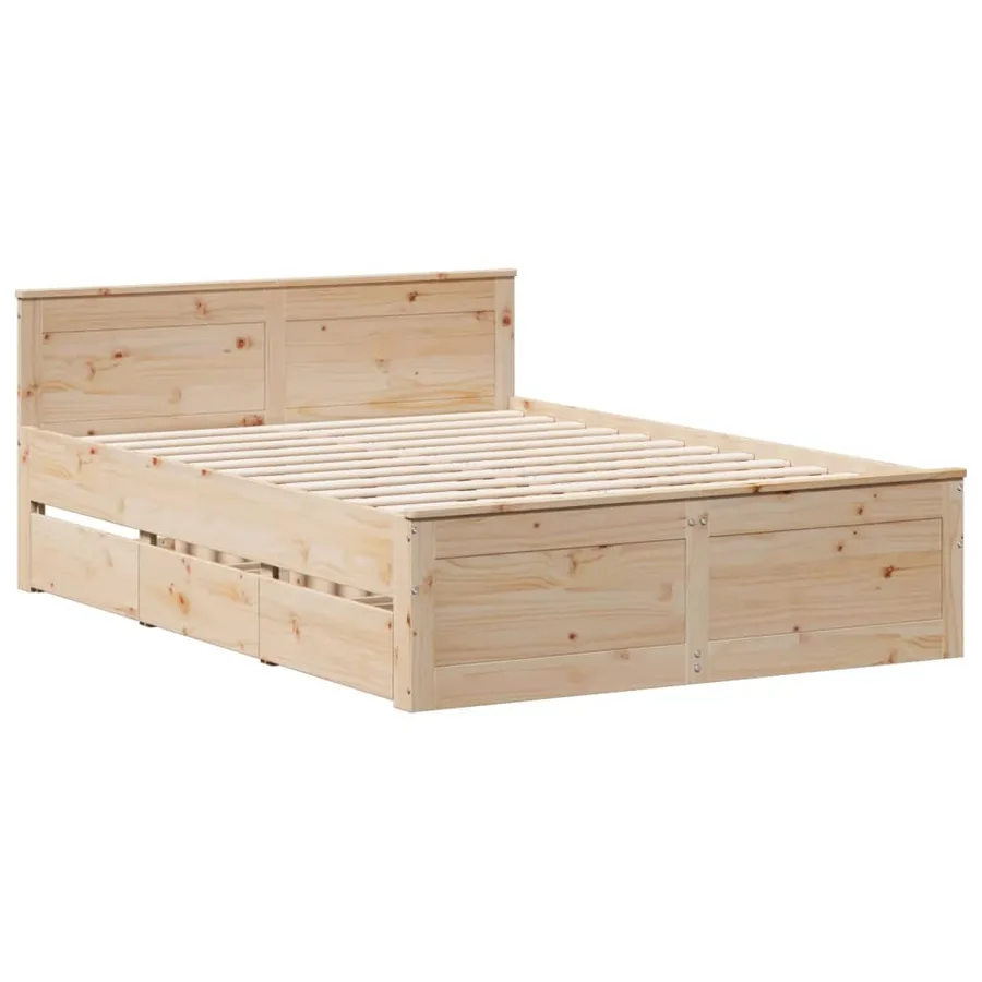 Cadre de lit sans matelas avec tête de lit blanc 150x200 cm pin - 3