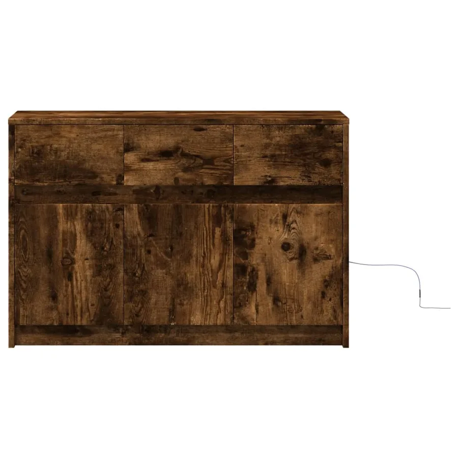 Meuble TV avec LED chêne fumé 91x34x61 cm bois d'ingénierie - 6