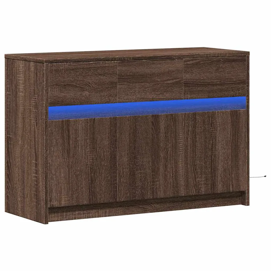 Meuble TV avec LED chêne marron 91x34x61 cm bois d'ingénierie - 3