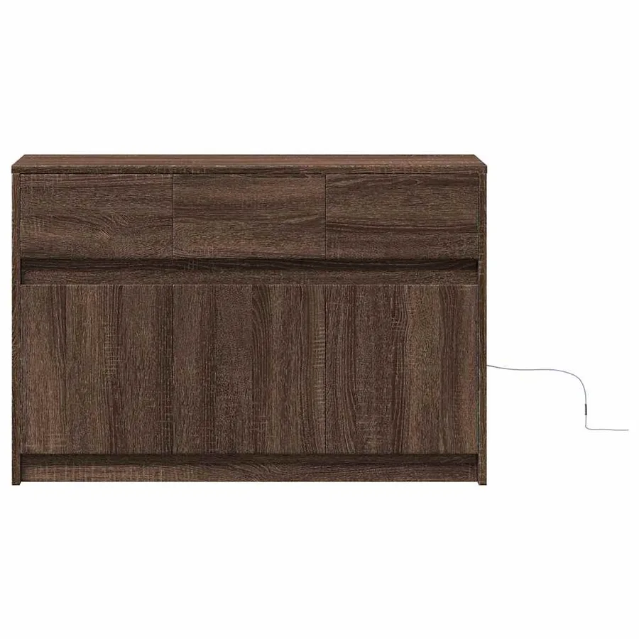 Meuble TV avec LED chêne marron 91x34x61 cm bois d'ingénierie - 6