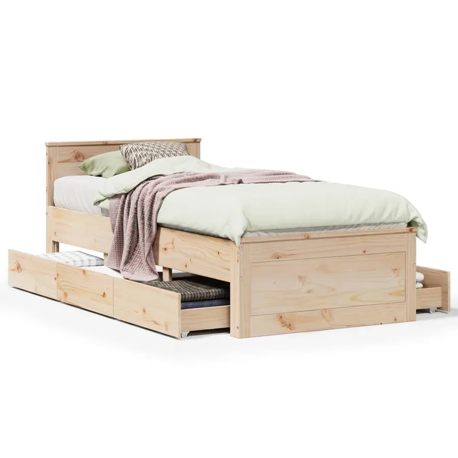 Cadre de lit sans matelas avec tête de lit 90x200cm bois de pin - 2