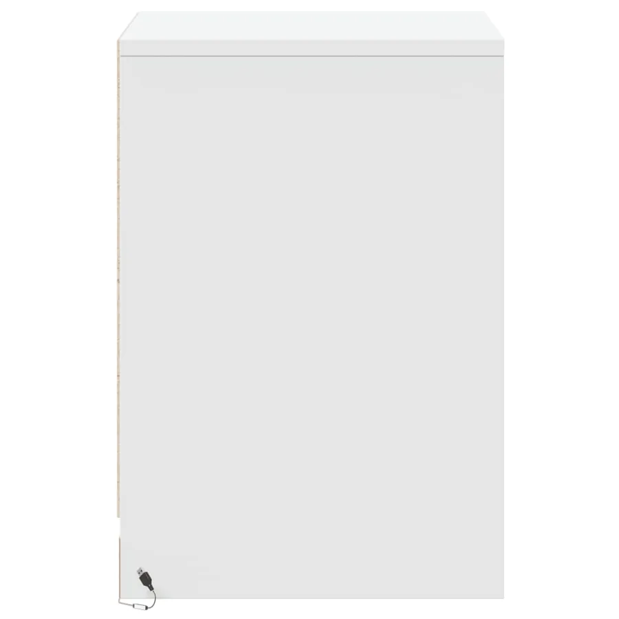 Armoires de chevet et lumières LED 2pcs blanc bois d'ingénierie - 7