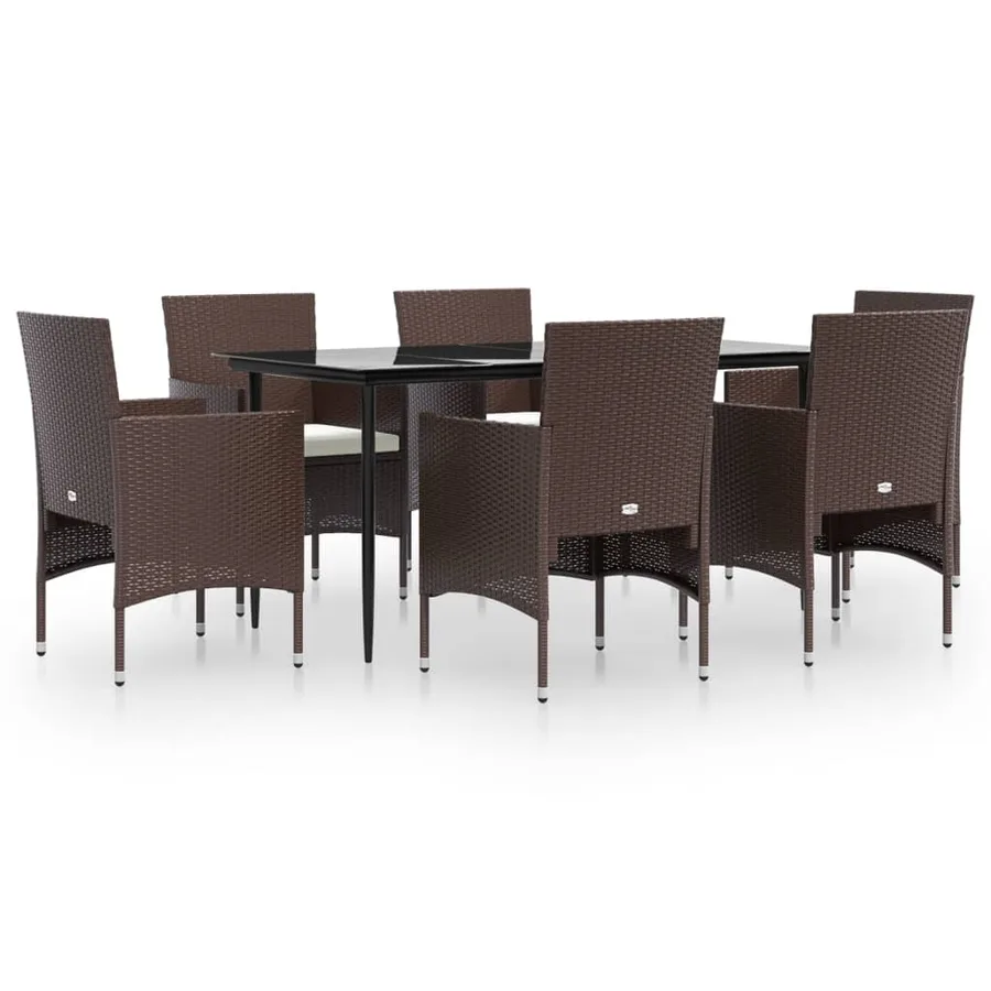 Ensemble à manger de jardin coussins 7 pcs Marron/noir - 2