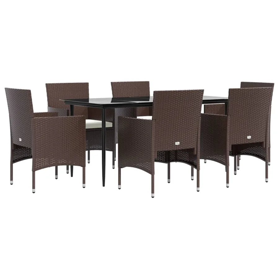 Ensemble à manger de jardin coussins 7 pcs Marron/noir - 3