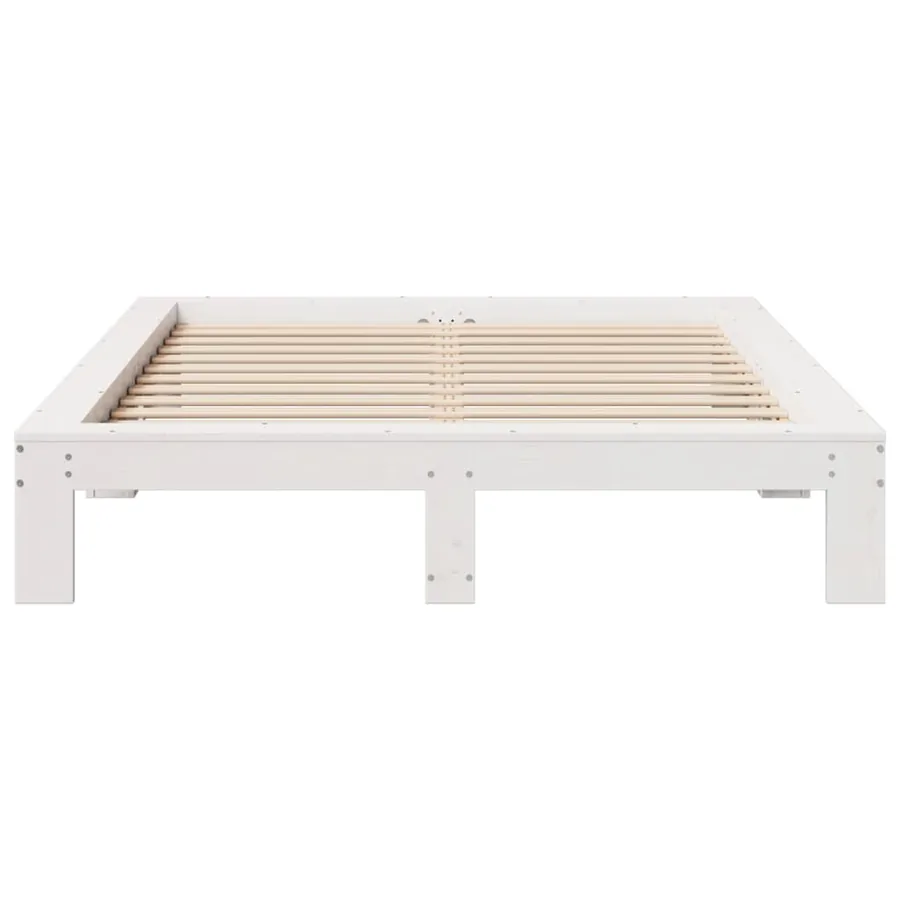 Cadre de lit sans matelas blanc 135x190 cm bois de pin massif - 4