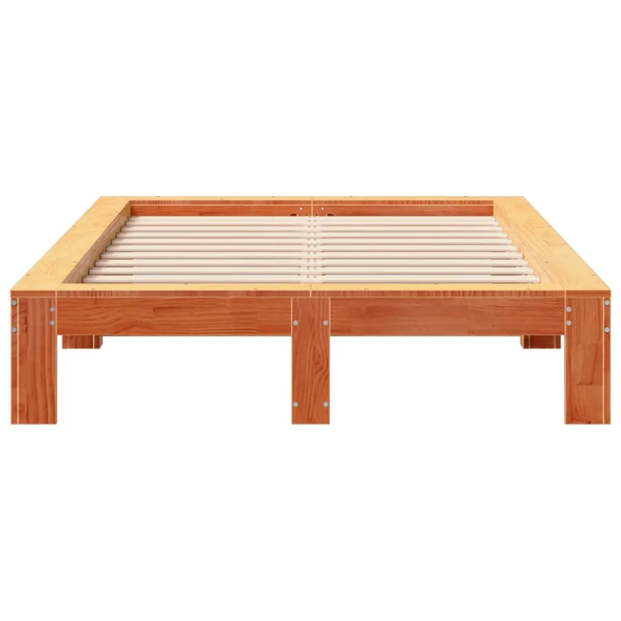 Cadre de lit sans matelas cire marron 120x200cm bois pin massif - 4