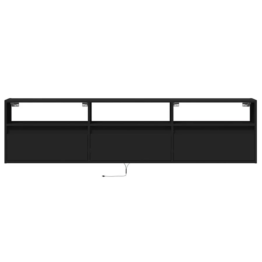 Meuble TV mural avec éclairage LED noir 180 x 31 x 45 cm - 6