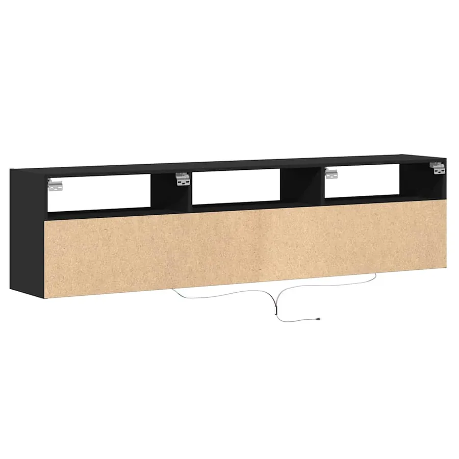 Meuble TV mural avec éclairage LED noir 180 x 31 x 45 cm - 8