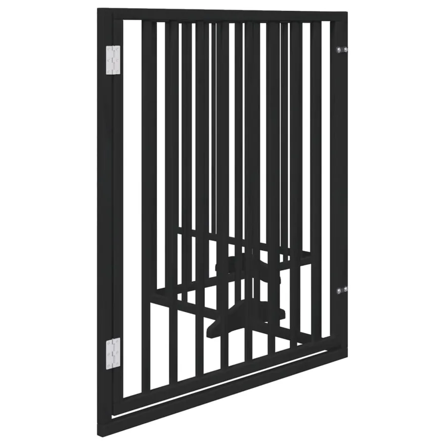 Barrière pour chiens et porte 4 panneaux noir bois de peuplier - 5