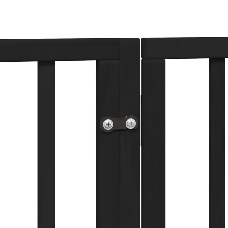 Barrière pour chiens et porte 4 panneaux noir bois de peuplier - 9