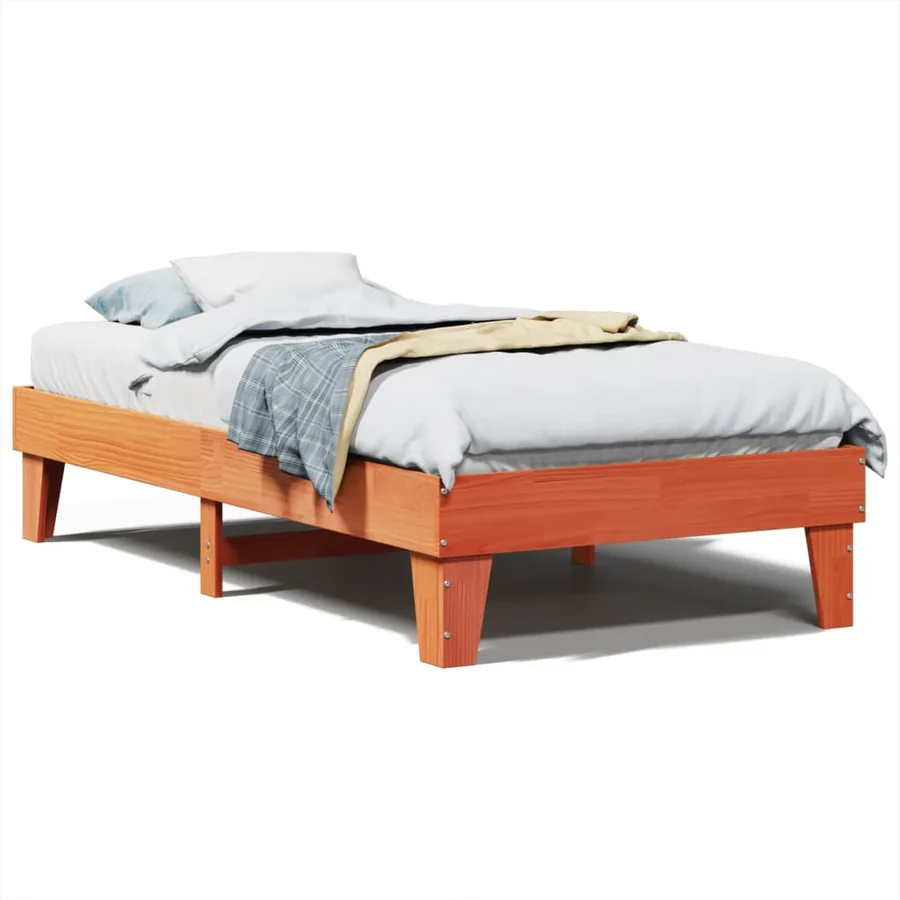 Cadre de lit sans matelas cire marron 75x190 cm bois pin massif - 2