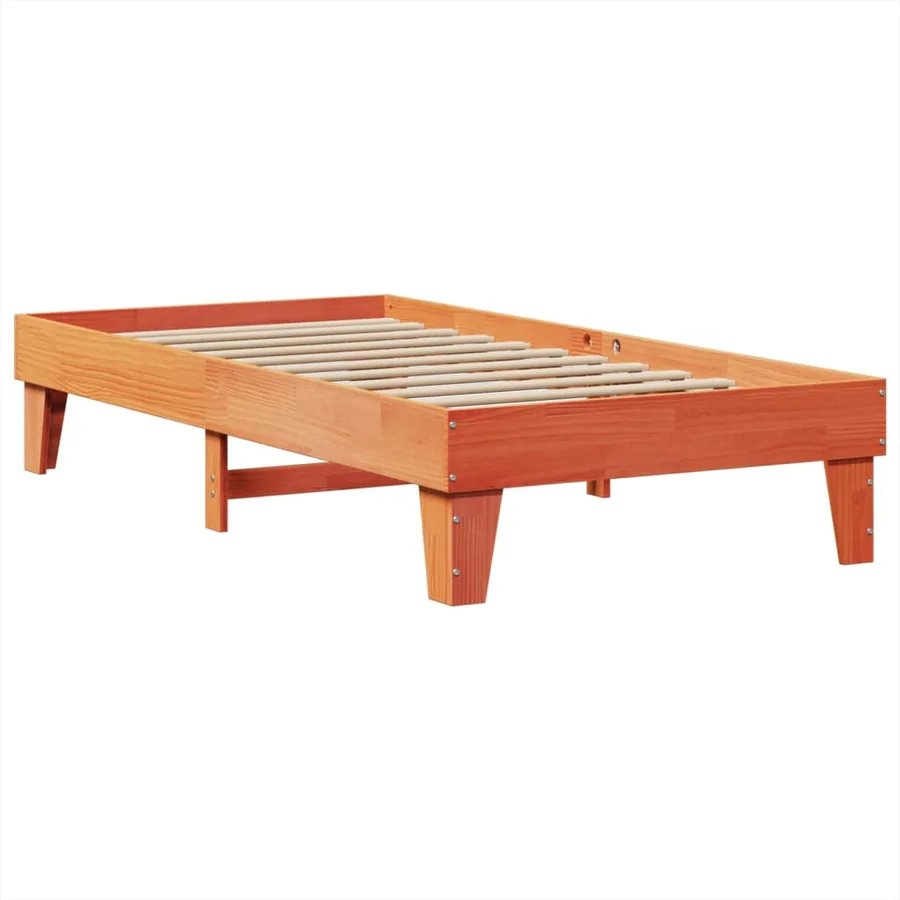 Cadre de lit sans matelas cire marron 75x190 cm bois pin massif - 3