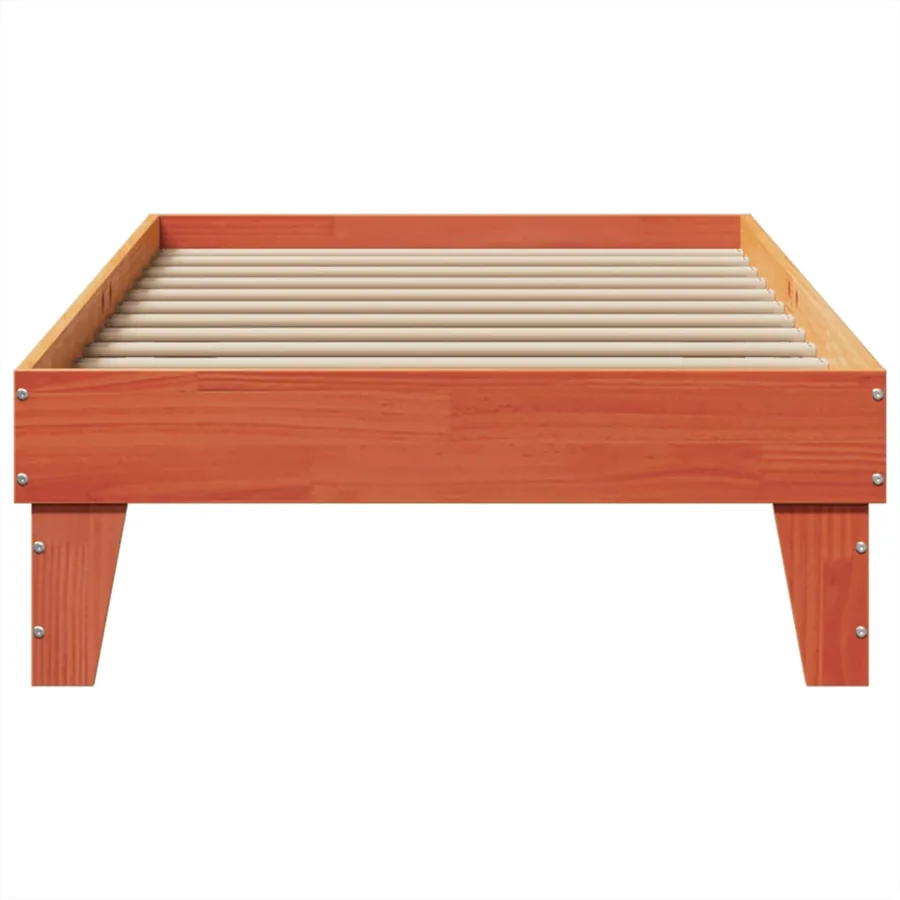 Cadre de lit sans matelas cire marron 75x190 cm bois pin massif - 4