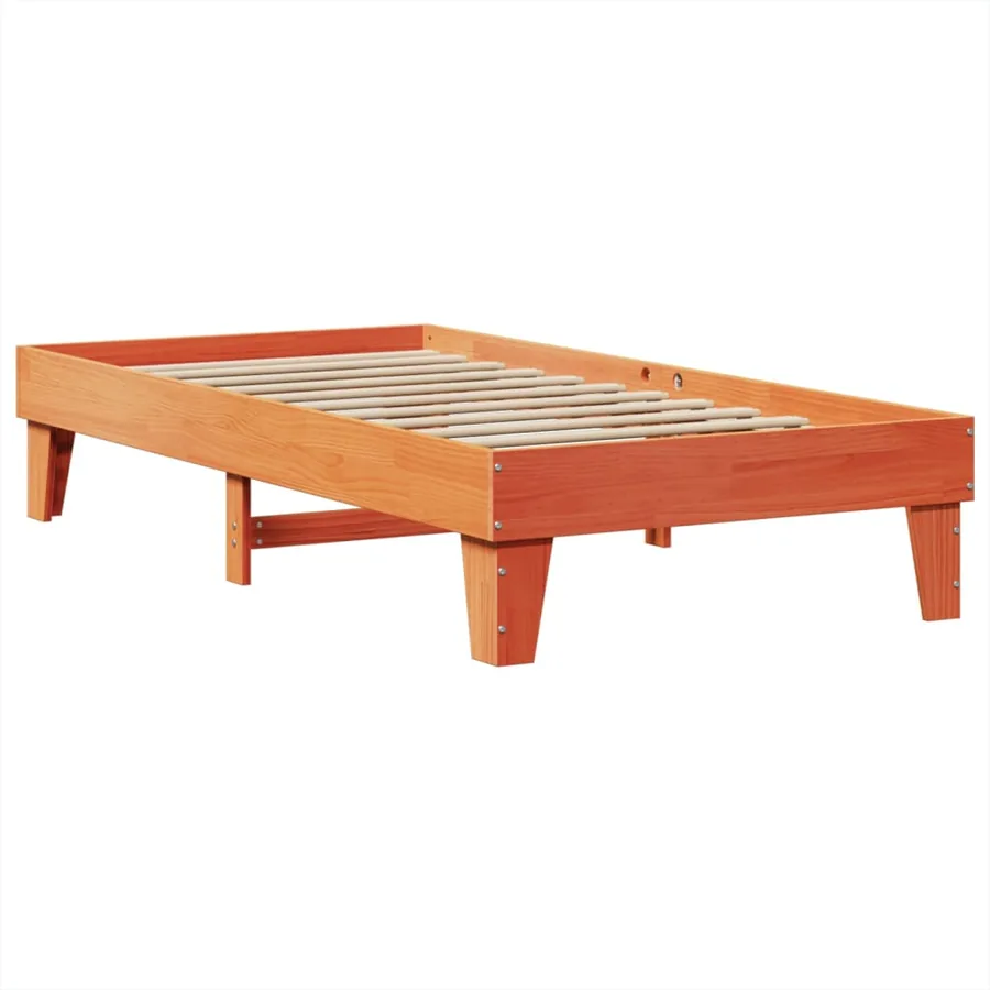 Cadre de lit sans matelas cire marron 75x190 cm bois pin massif - 6