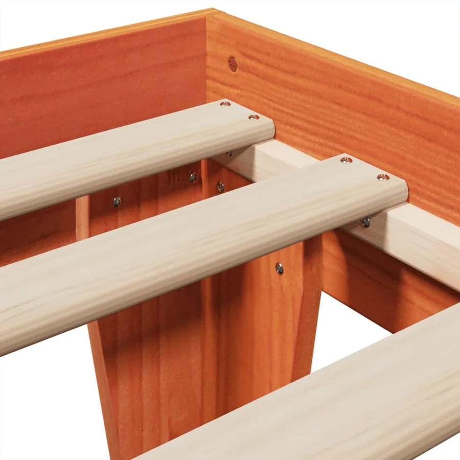 Cadre de lit sans matelas cire marron 75x190 cm bois pin massif - 7