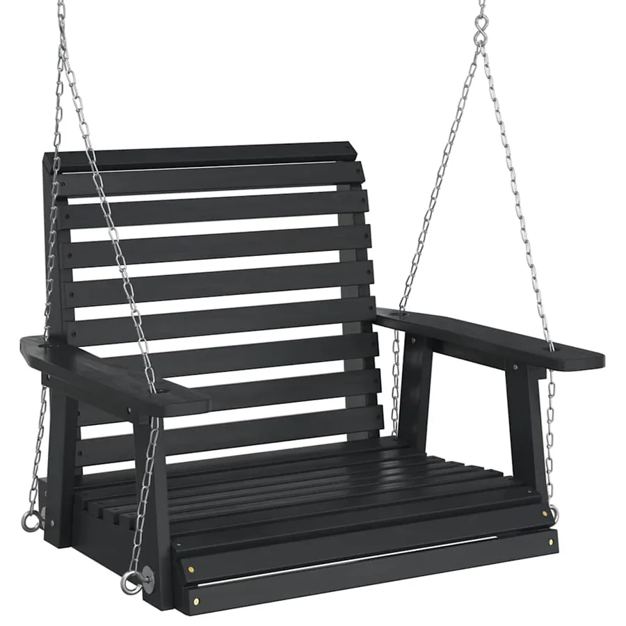 Chaise balançoire de jardin chaînes en métal bois massif sapin - 2