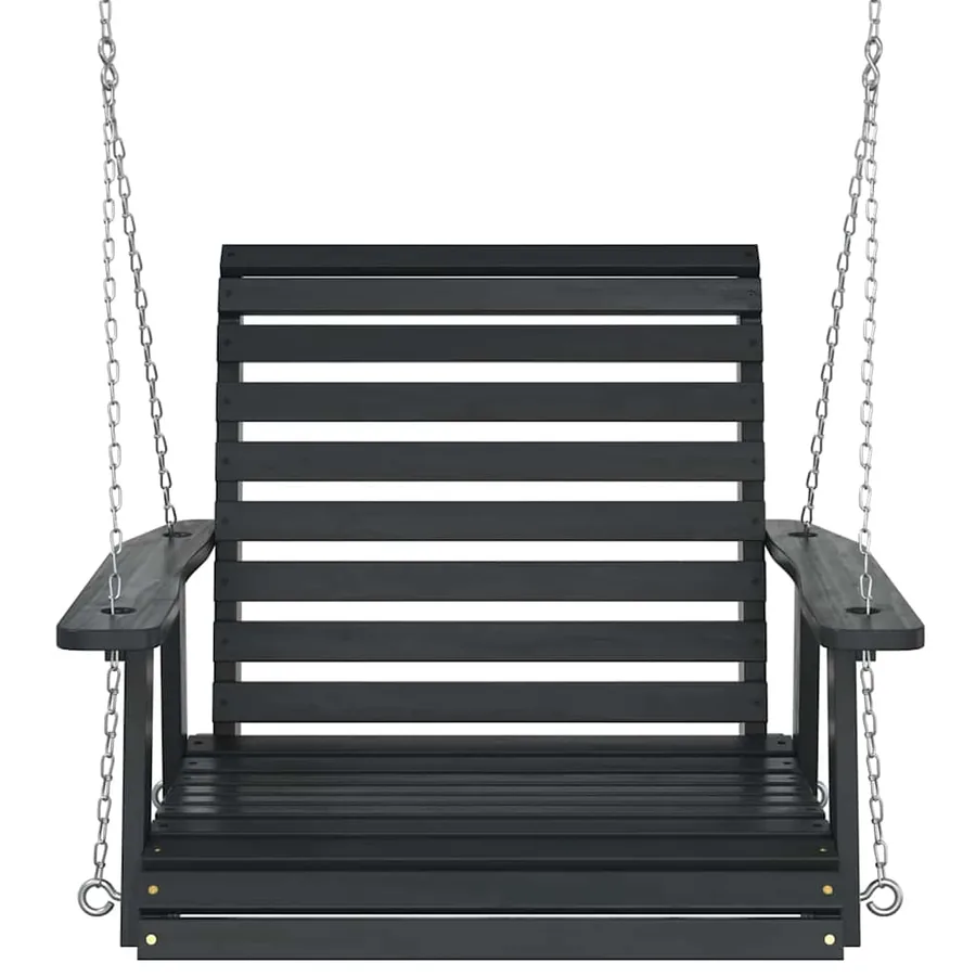 Chaise balançoire de jardin chaînes en métal bois massif sapin - 4