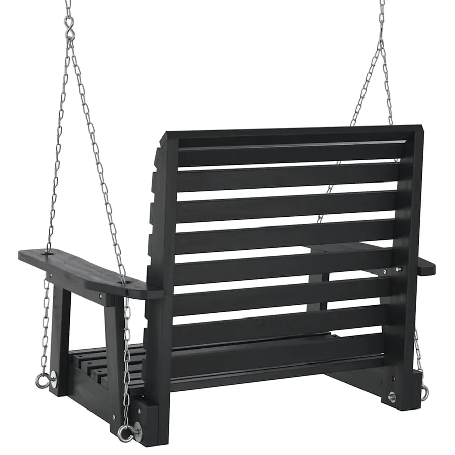 Chaise balançoire de jardin chaînes en métal bois massif sapin - 6