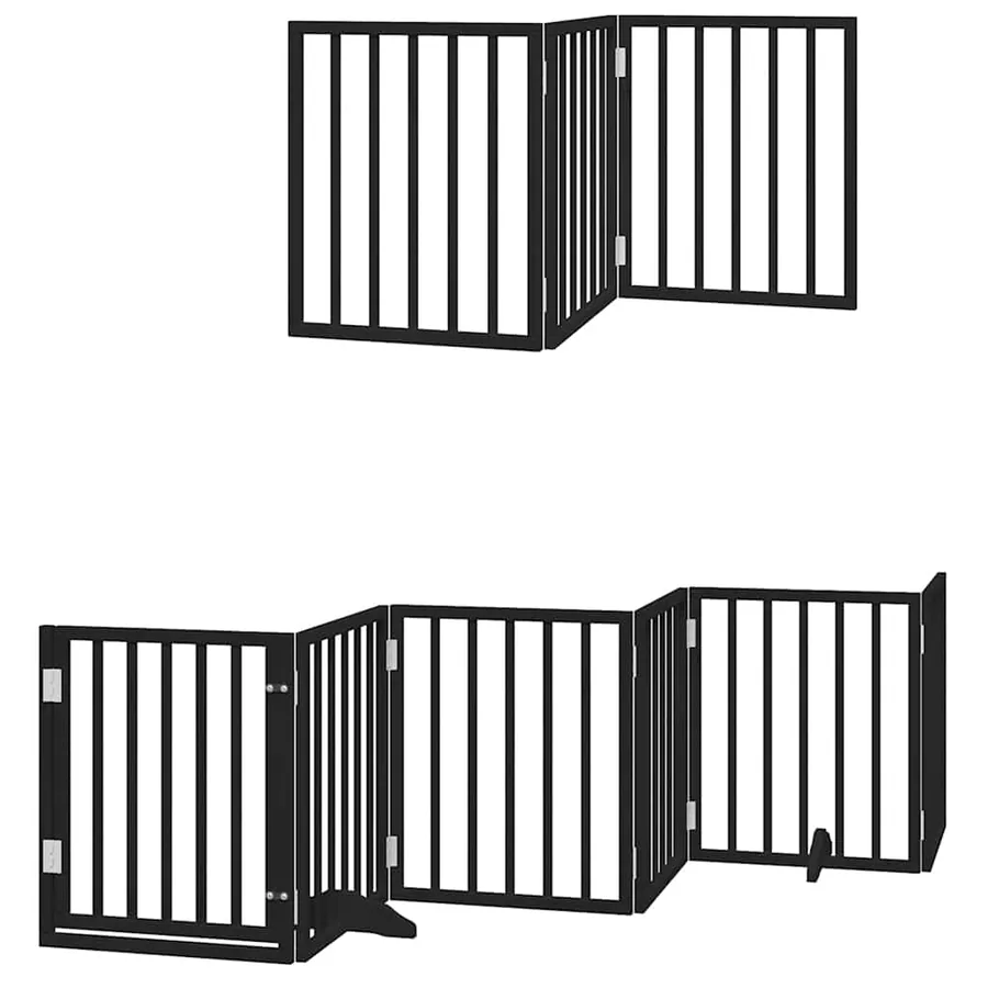 Barrière pour chien porte pliable 9 panneaux noir bois peuplier - 3