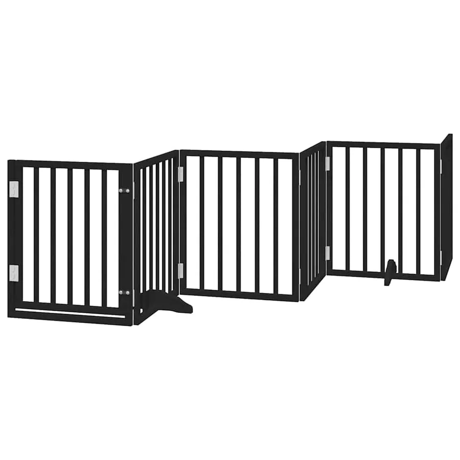 Barrière pour chien porte pliable 15panneaux noir bois peuplier - 3