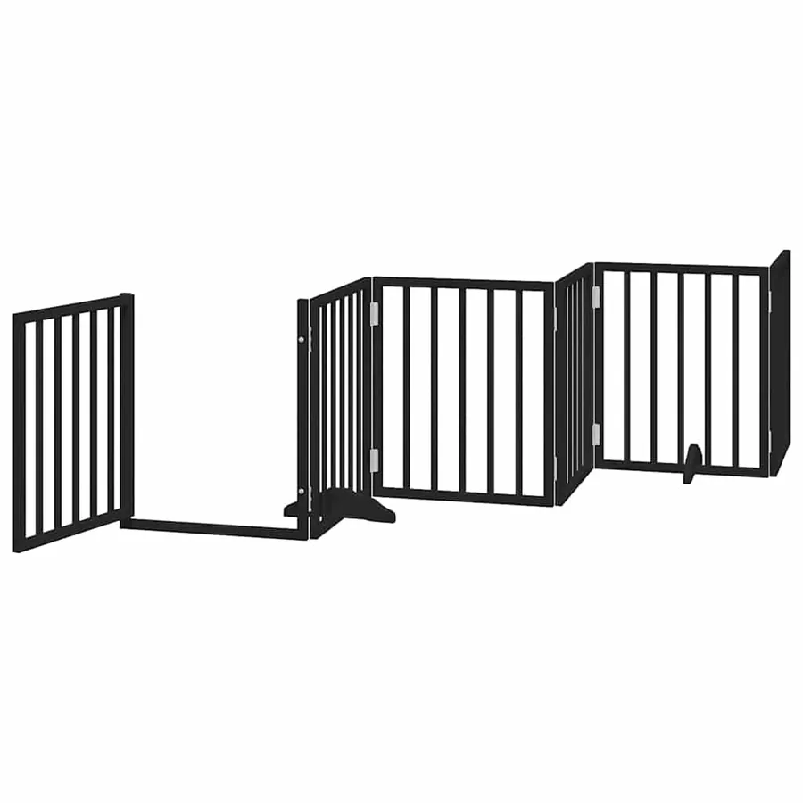 Barrière pour chien porte pliable 15panneaux noir bois peuplier - 4