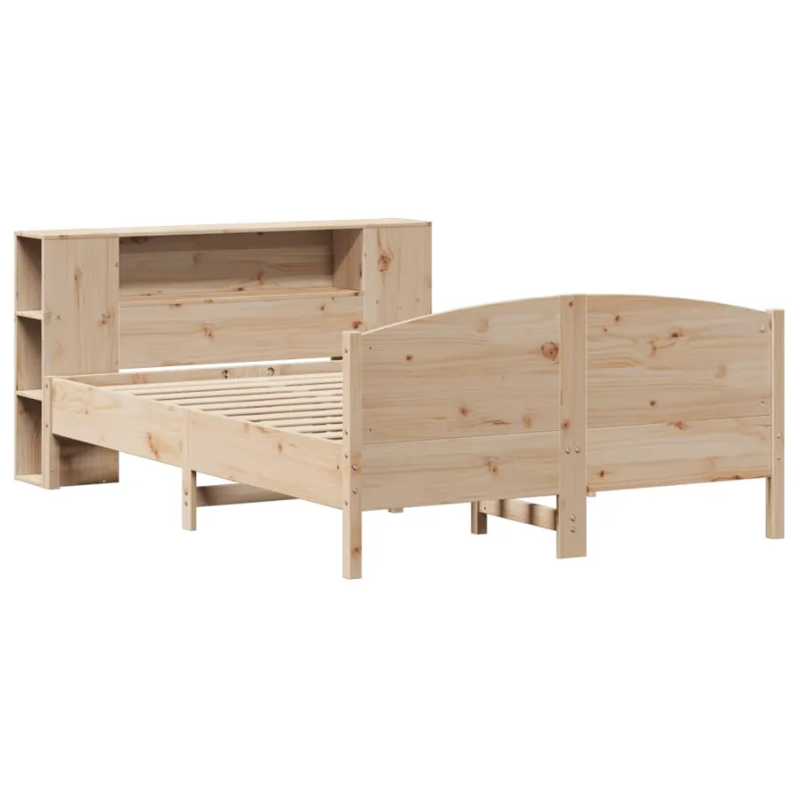 Lit bibliothèque sans matelas 150x200 cm bois massif de pin - 3