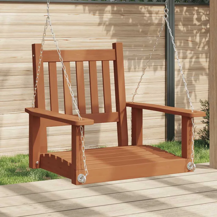 Chaise balançoire de jardin chaînes en métal bois massif sapin