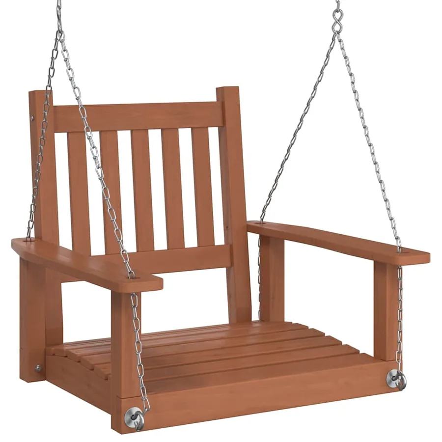 Chaise balançoire de jardin chaînes en métal bois massif sapin - 2