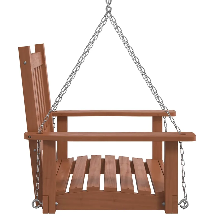 Chaise balançoire de jardin chaînes en métal bois massif sapin - 5