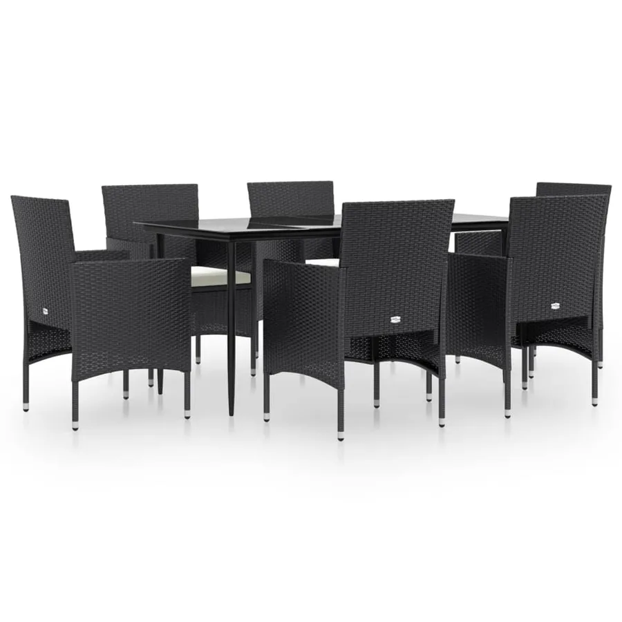 Ensemble à manger de jardin avec coussins 7 pcs Noir - 2