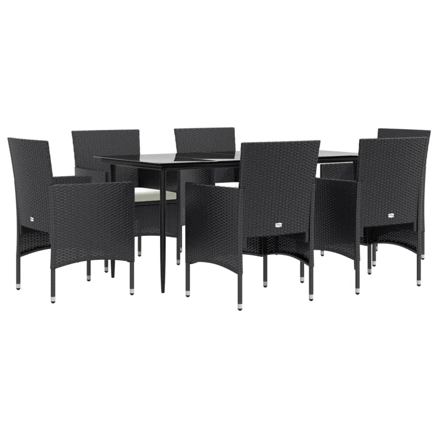 Ensemble à manger de jardin avec coussins 7 pcs Noir - 3