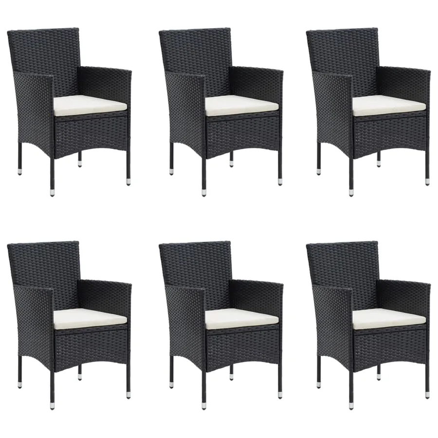 Ensemble à manger de jardin avec coussins 7 pcs Noir - 4