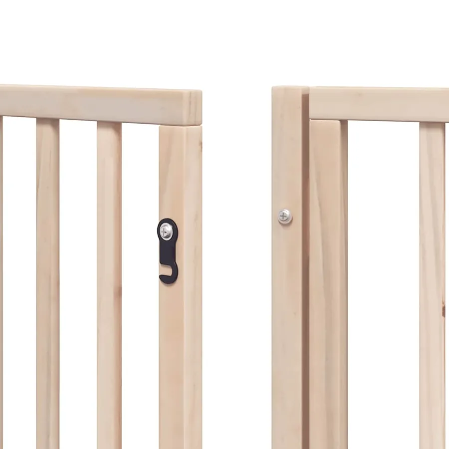 Barrière pour chiens avec porte pliable 9panneaux bois peuplier - 10