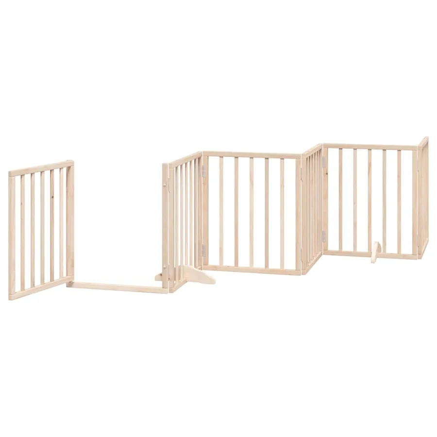 Barrière pour chiens avec porte pliable 9panneaux bois peuplier - 5