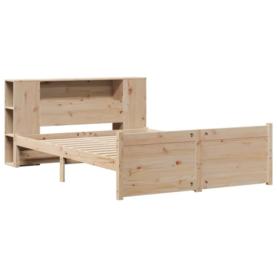 Lit bibliothèque sans matelas 150x200 cm bois massif de pin - 3