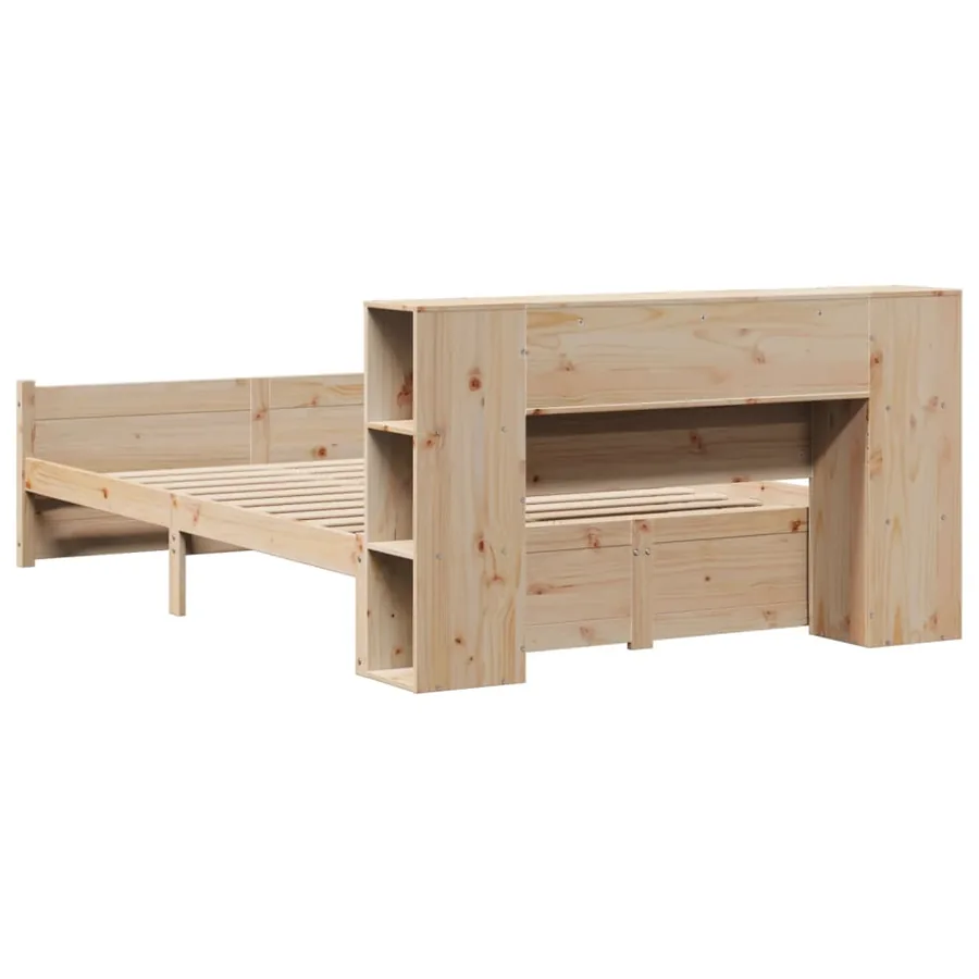 Lit bibliothèque sans matelas 150x200 cm bois massif de pin - 6