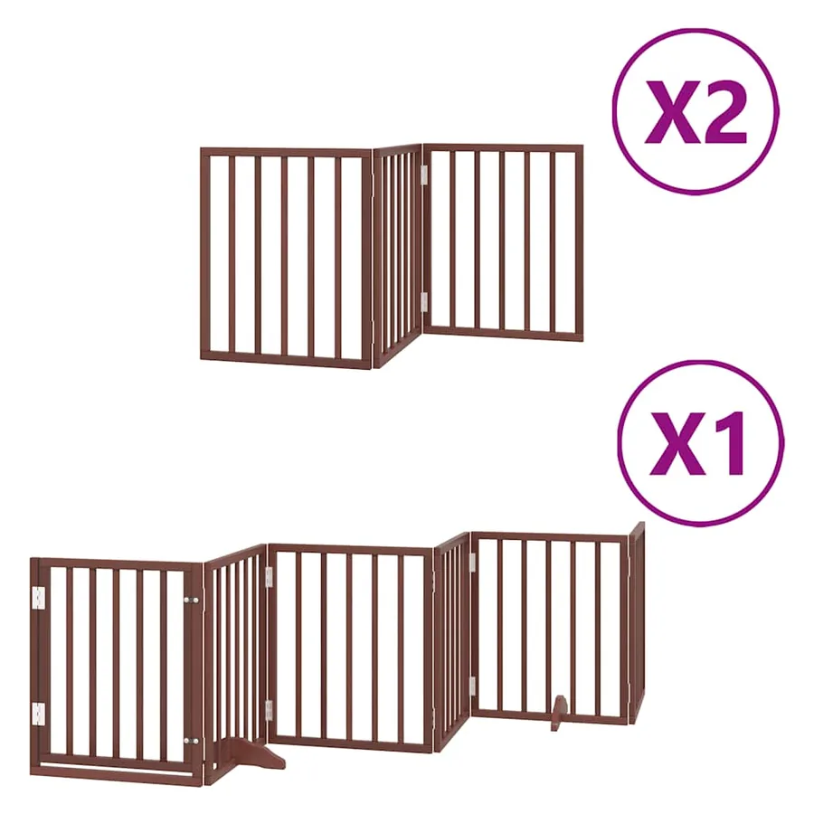 Barrière pour chien porte pliable 12 panneaux bois de peuplier - 2