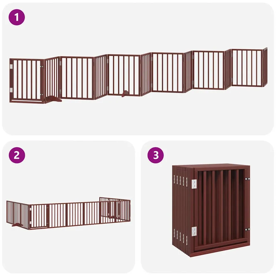Barrière pour chien porte pliable 12 panneaux bois de peuplier - 5