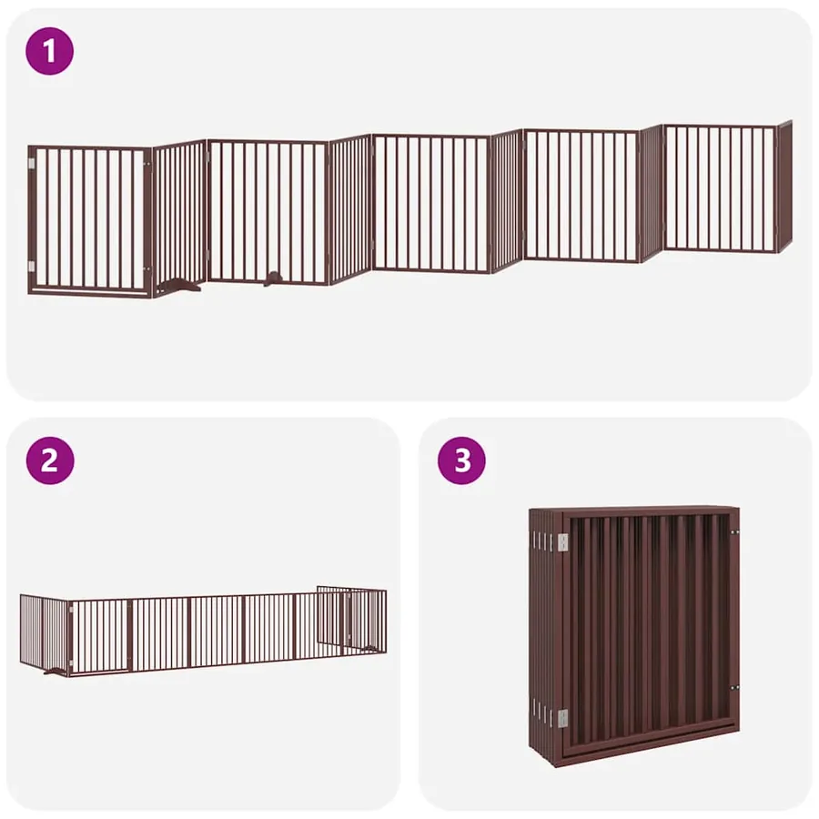 Barrière pour chien porte pliable 10 panneaux bois de peuplier - 5