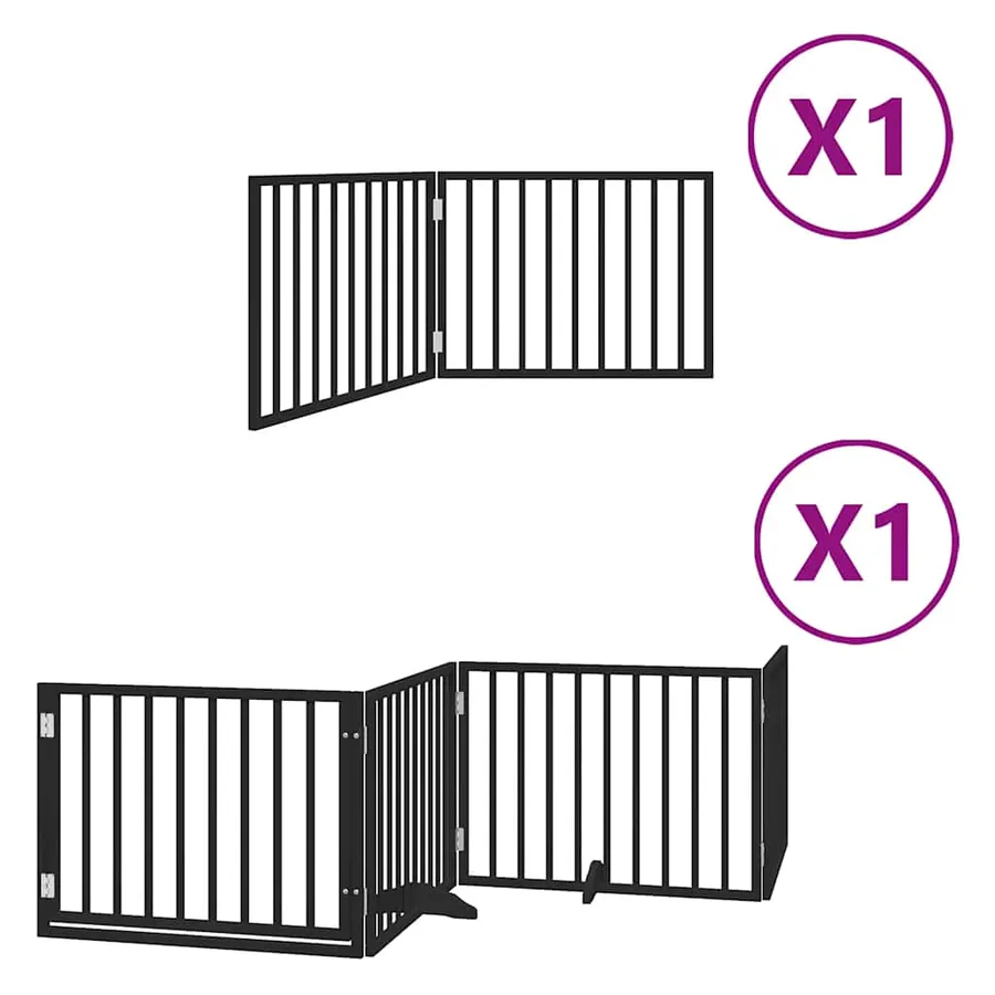 Barrière pour chien porte pliable 6 panneaux noir bois peuplier - 2